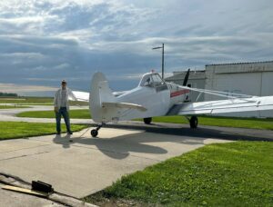 Frank M puts the Pawnee Tow Plane Away for the Day